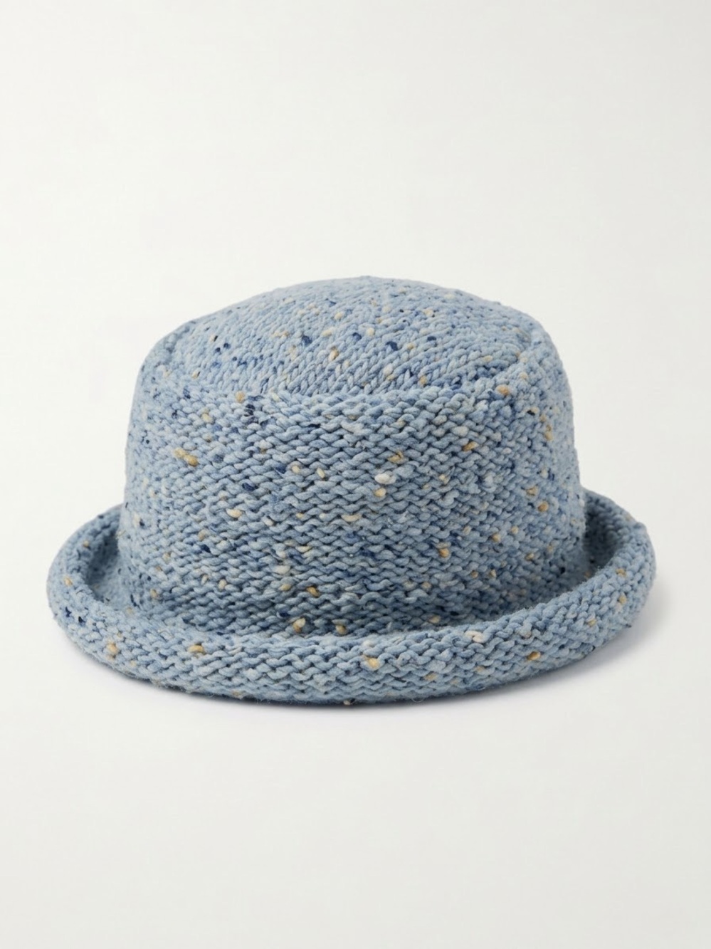 Vintage Irish Wool Chunky Knit Bucket Hat Cloche Tweed Suede Lined OS